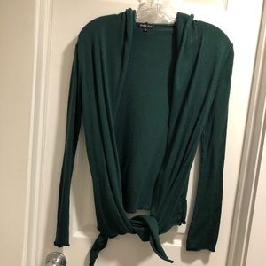 Green hooded cardigan